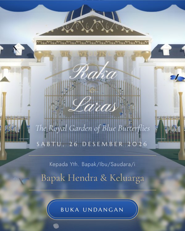 Tampilan tema undangan Azure Butterfly Palace