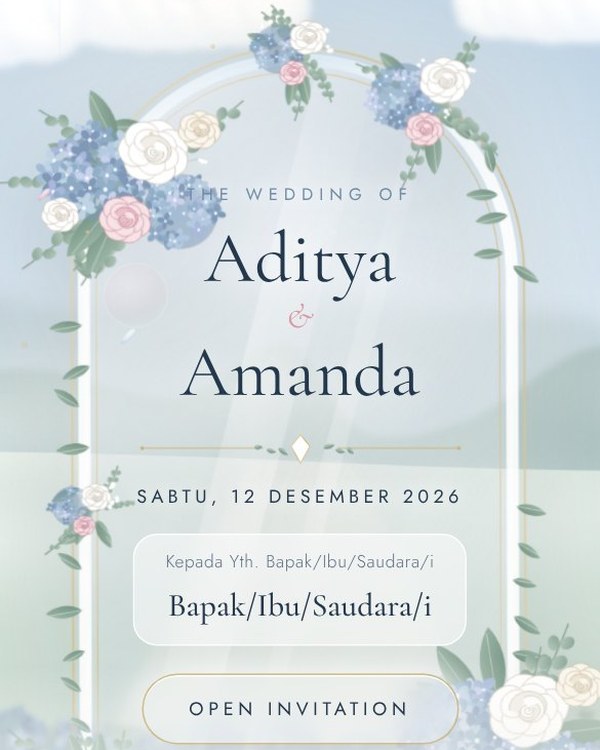 Tampilan tema undangan Azure Romance