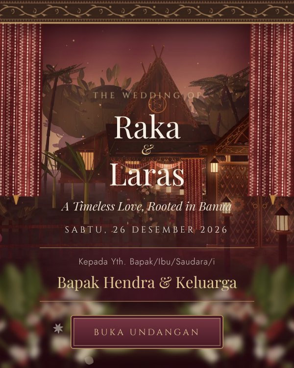 Tampilan tema undangan Banjar Maroon Heritage