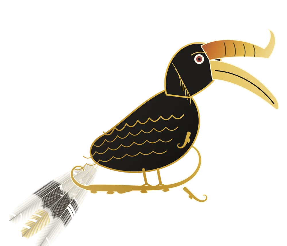 Ilustrasi ornamental burung enggang