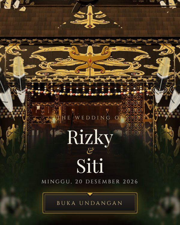 Tampilan tema undangan Dayak Onyx & Gold Heritage