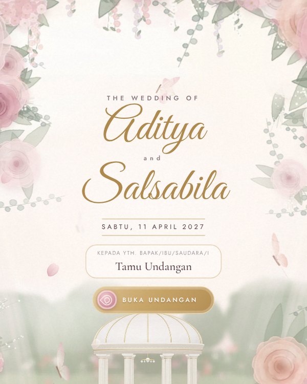 Tampilan tema undangan Fleur de Rosé